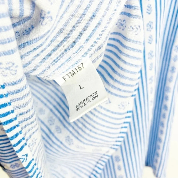 THML Blue Embroidered Top Off The Shoulder Size Large - Picture 6 of 7